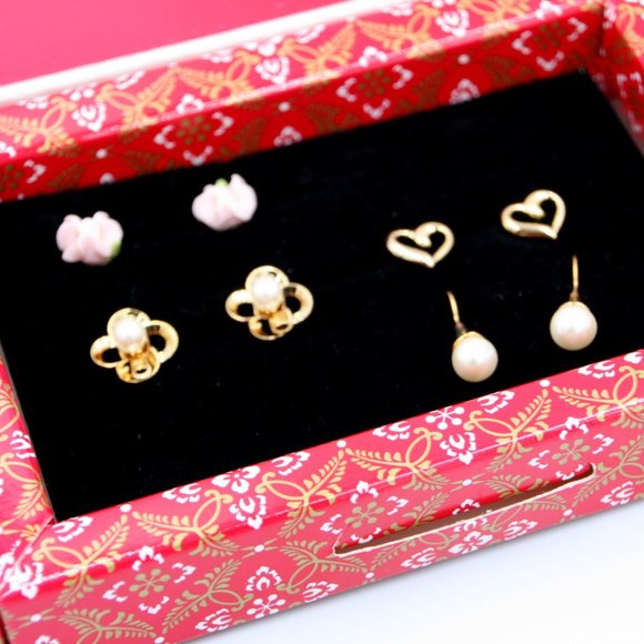 4 Piece Gold -Colored Earring Set - Picture 1 of 5
